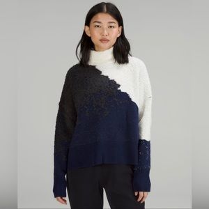 Lululemon Ombré Knit Textured Turtleneck - Bone/Mineral Blue/Graphite Grey